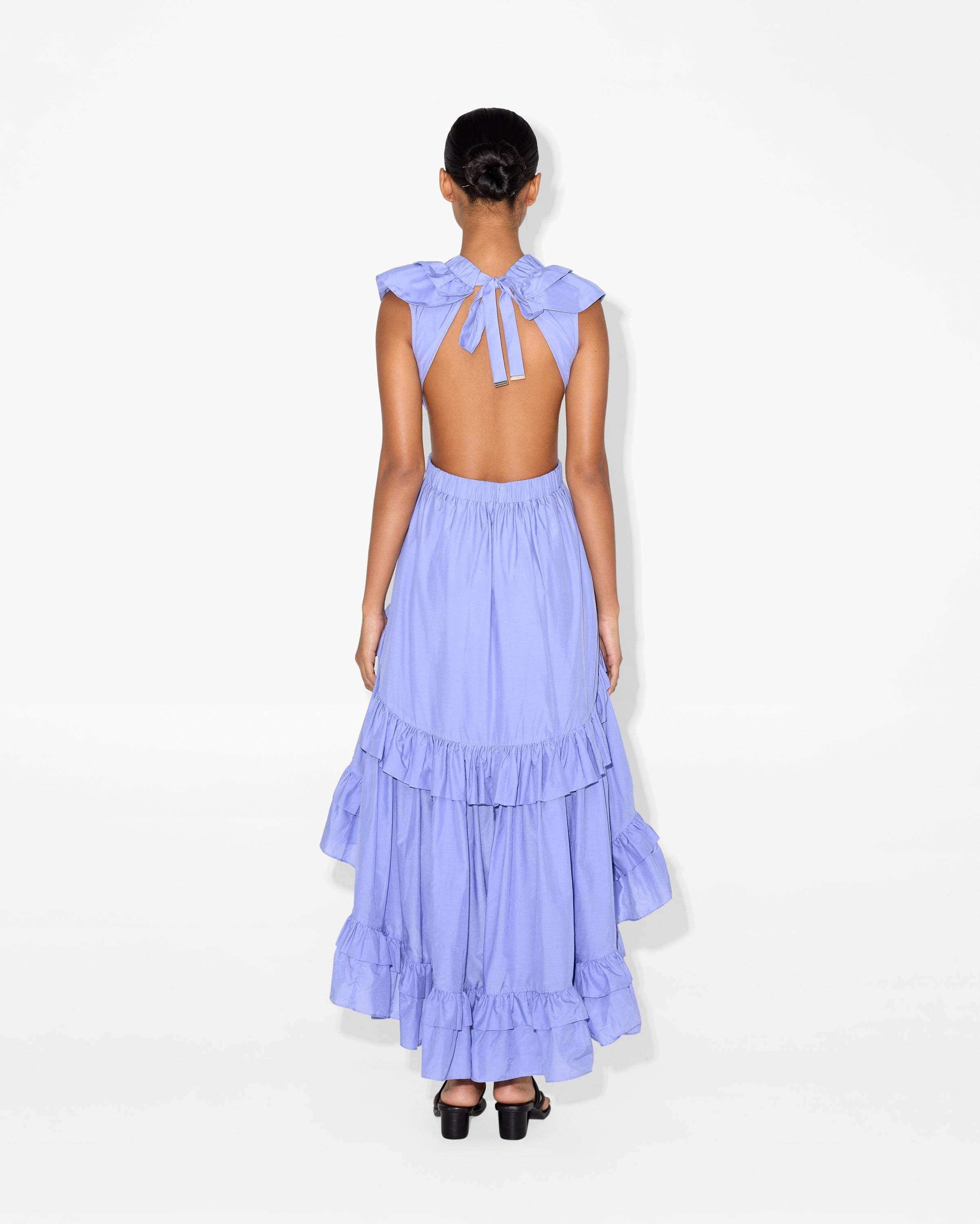 magali pascal purple dress Magali Pascal Ruffled High-low Maxi Dress In Purple