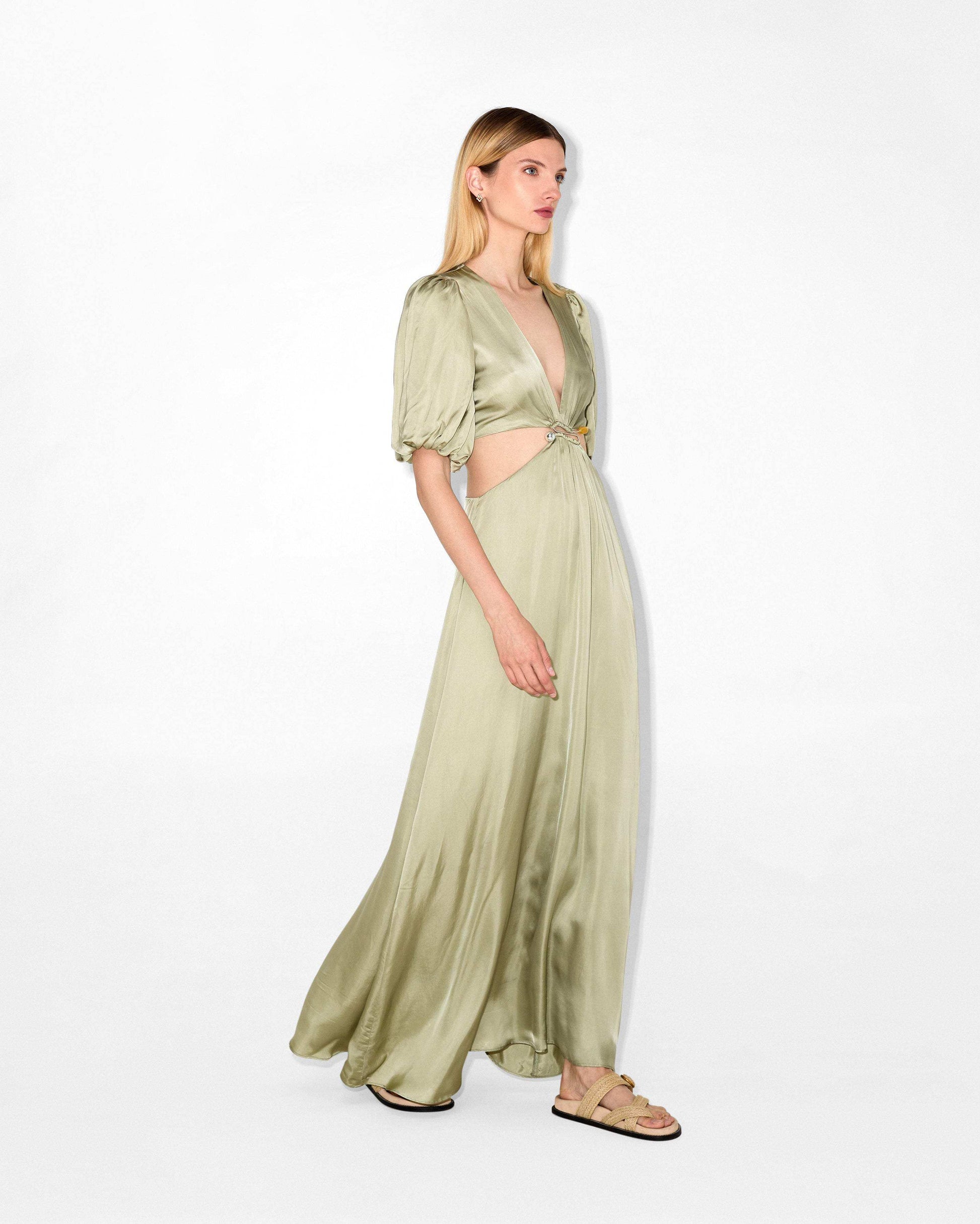 enora maxi dress Anne Fontaine Enora Blue Silk Floral Print Halter Neck Maxi Dress With Pleats Below The Waistline, Taille: 42