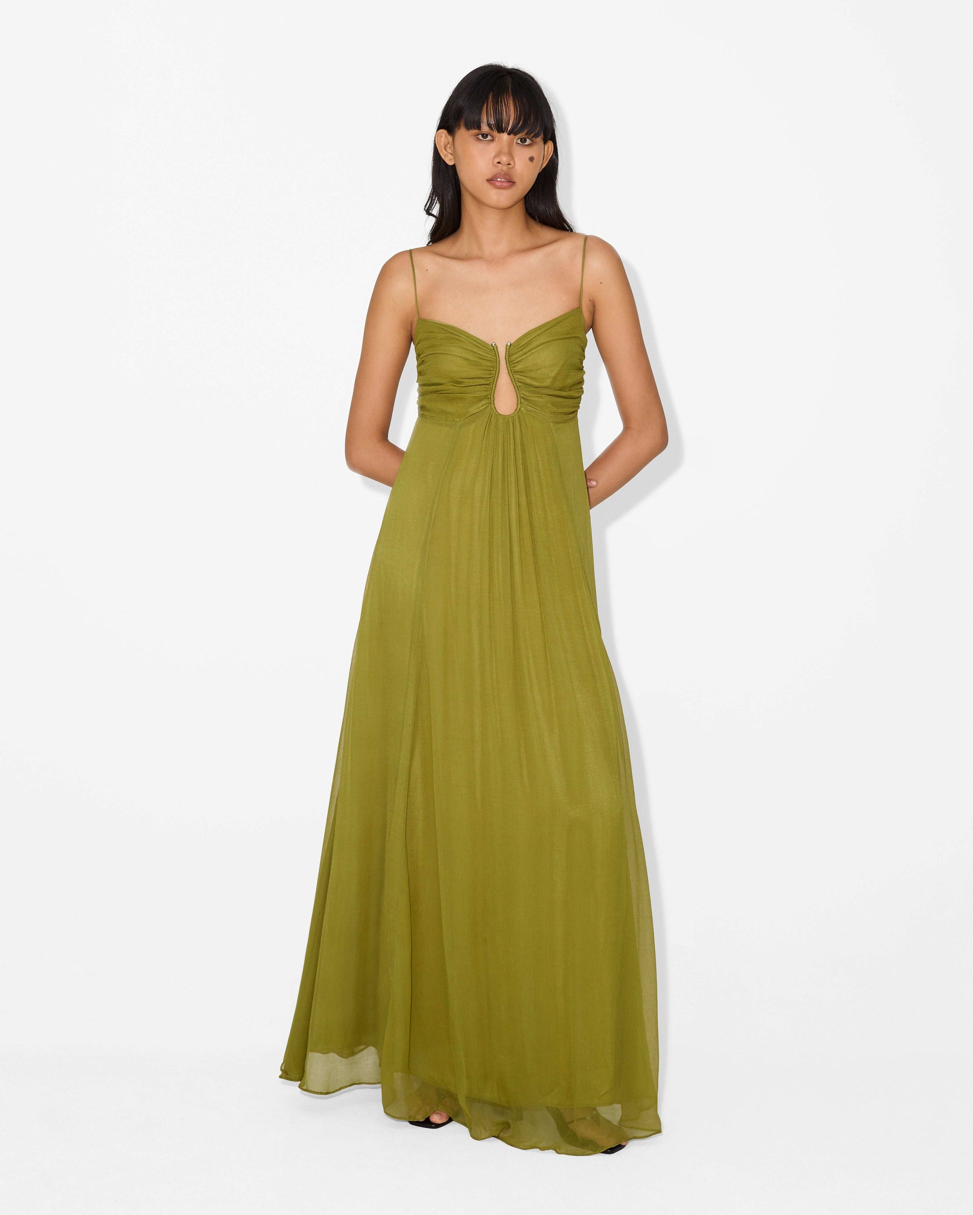 magali pascal dress green The Morea Dress: A flou-ombre creation. Each piece is uniquely hand-dyed, reflecting the fluidity and movement of the ocean
