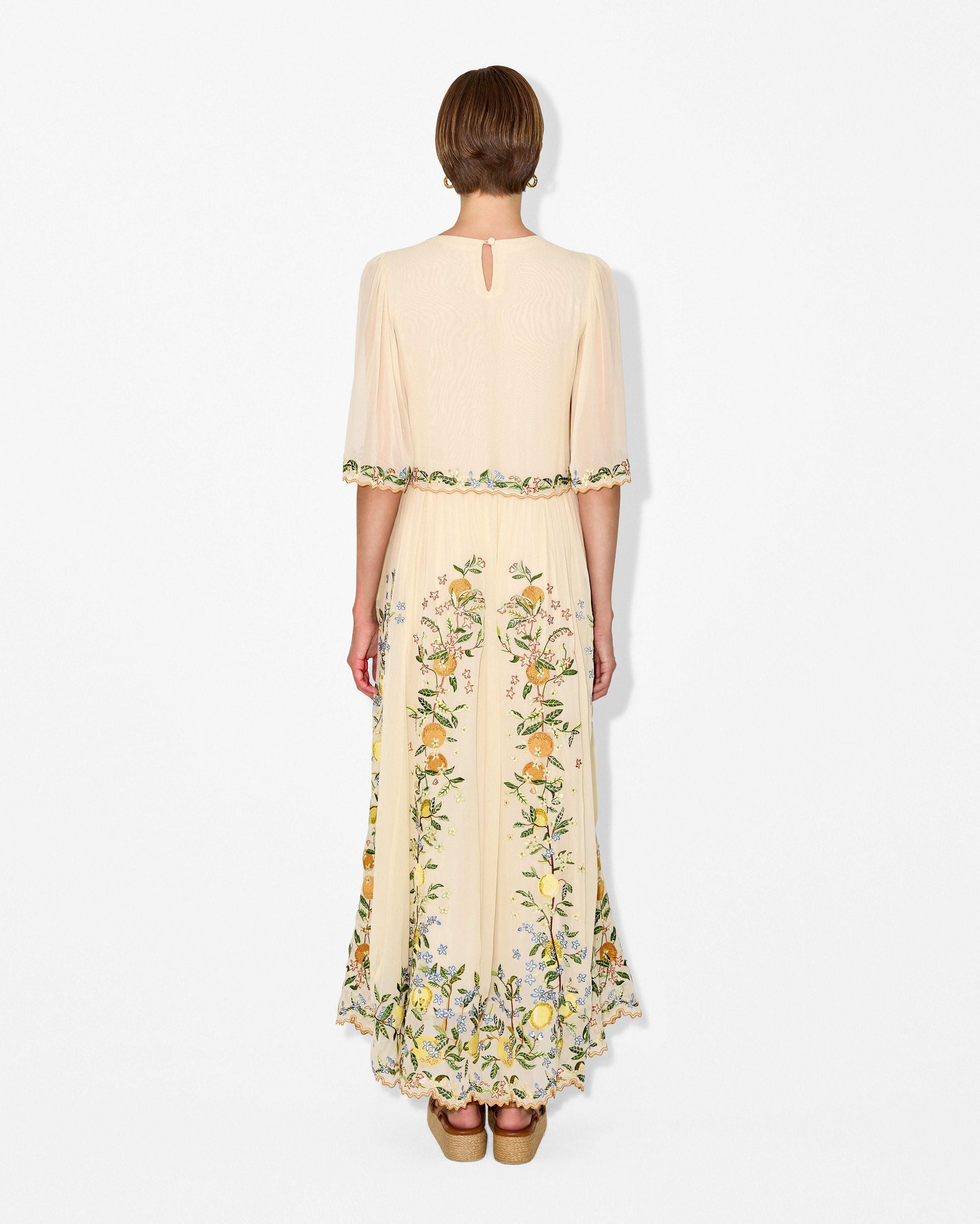 magali pascal lace dress New Magali Pascal Embroidered Lace Midi Dress Size Medium Off White