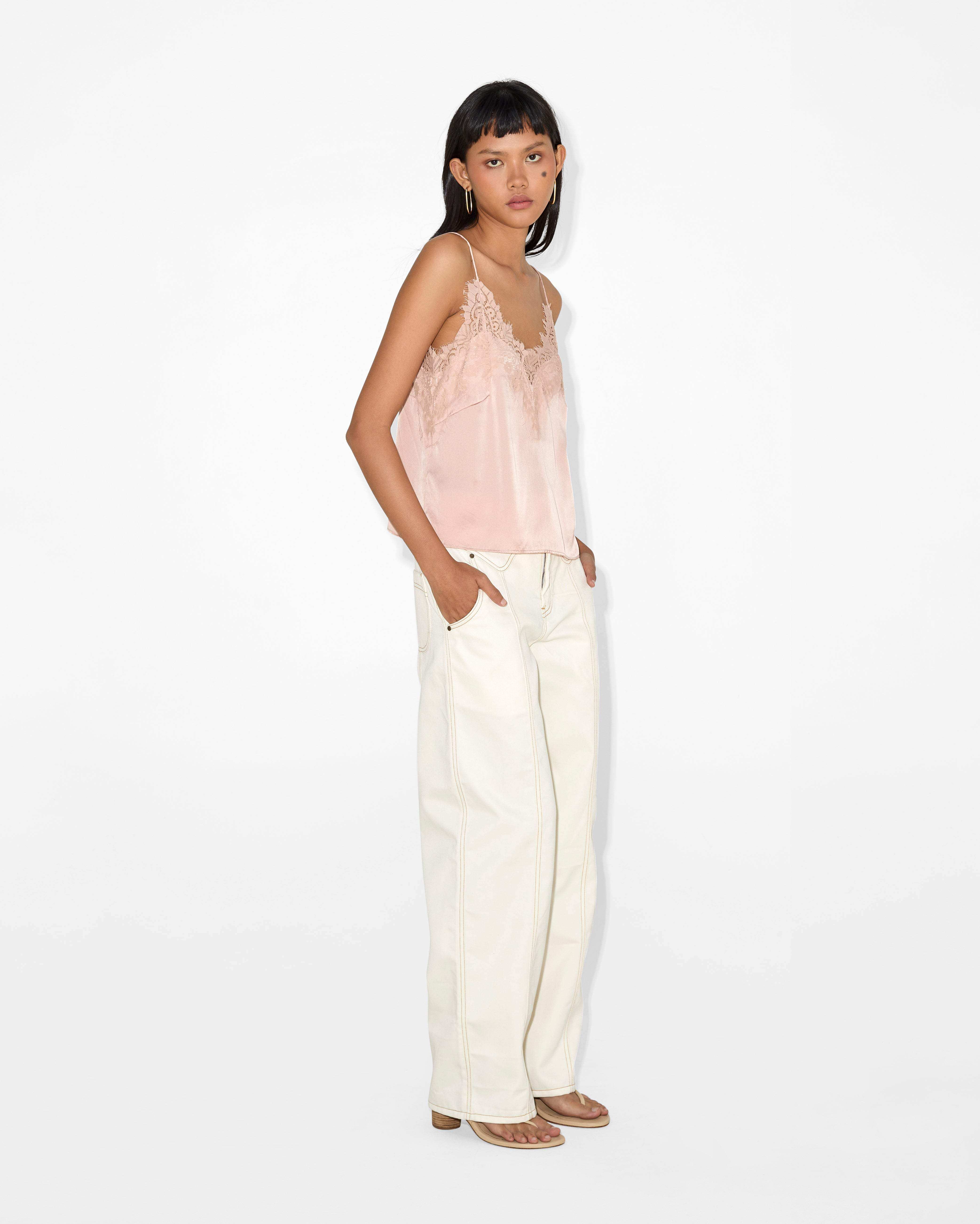 トップス Apolina Magrit Cami Pink Sand 3-5y womens Athletic Essential Lace Trim Cami Top in SOFT PINK